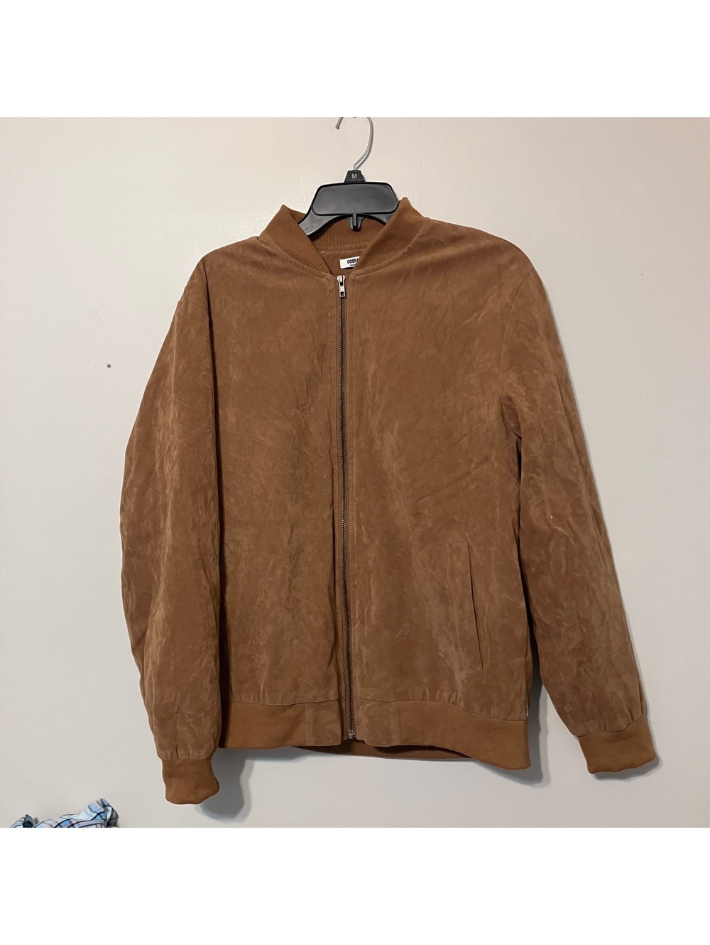 Coofandy Men's Tan Faux Suede Streetwear Bomber Jacket Men's Medium